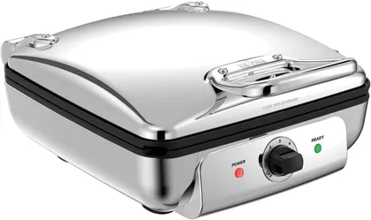 All-Clad Gourmet Stainless Steel Waffle Maker with Removable Plates, 4 Slice