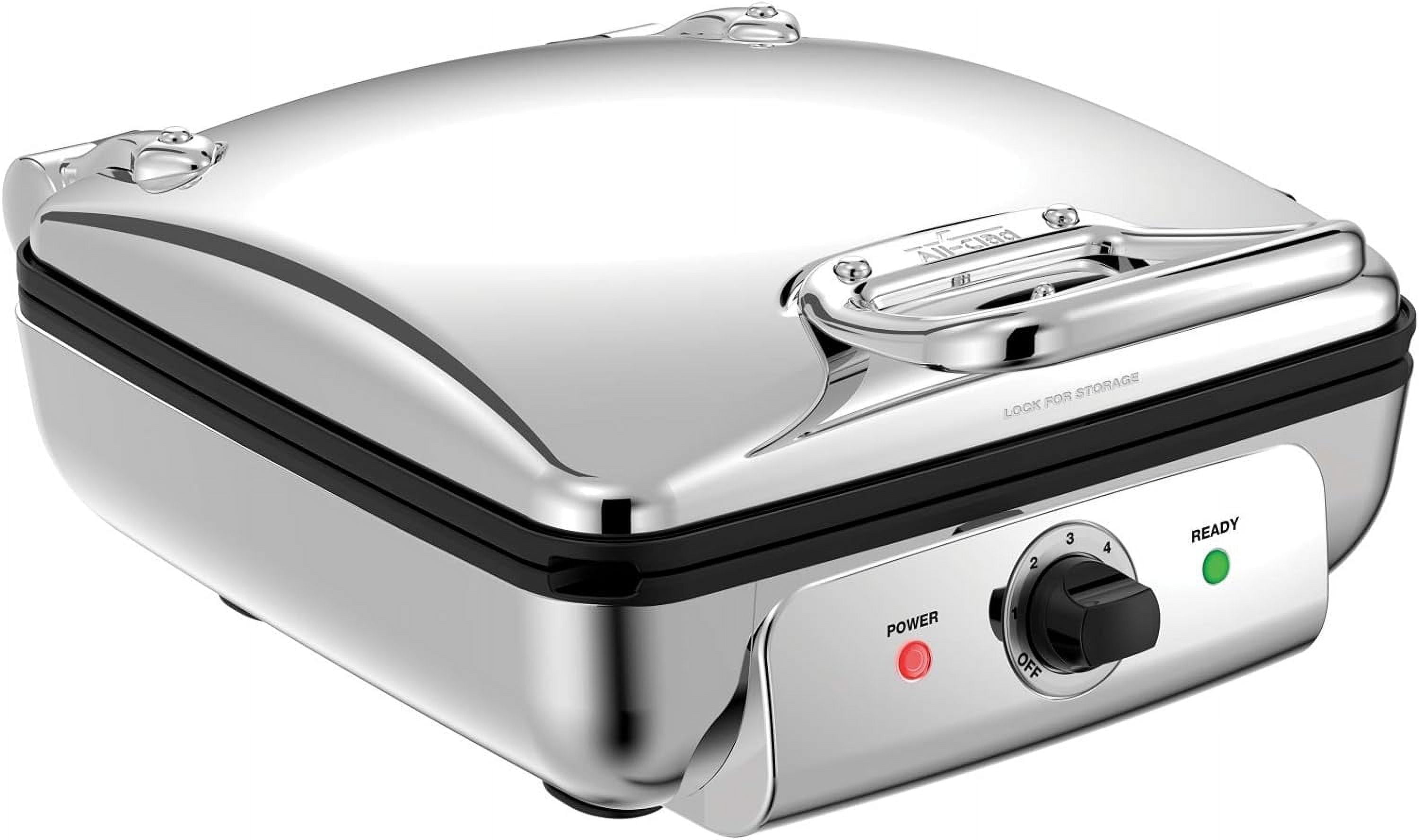 Gourmet Stainless Steel Waffle Maker with Removable Plates, 4 Slice