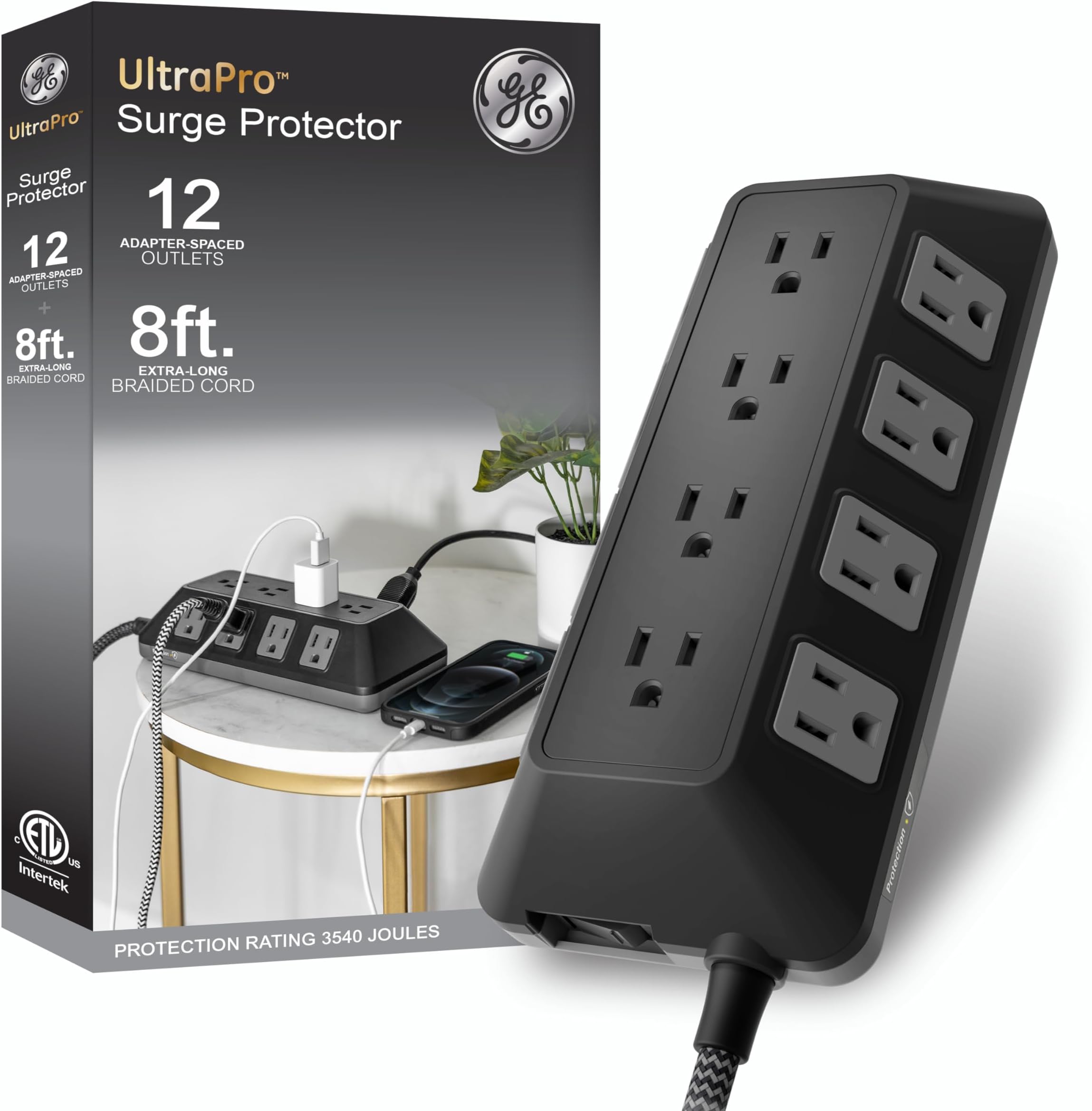 Amazon Basics 12-Outlet Surge Protector, 4000 Joules, 8ft (B0D1XH8NJP)