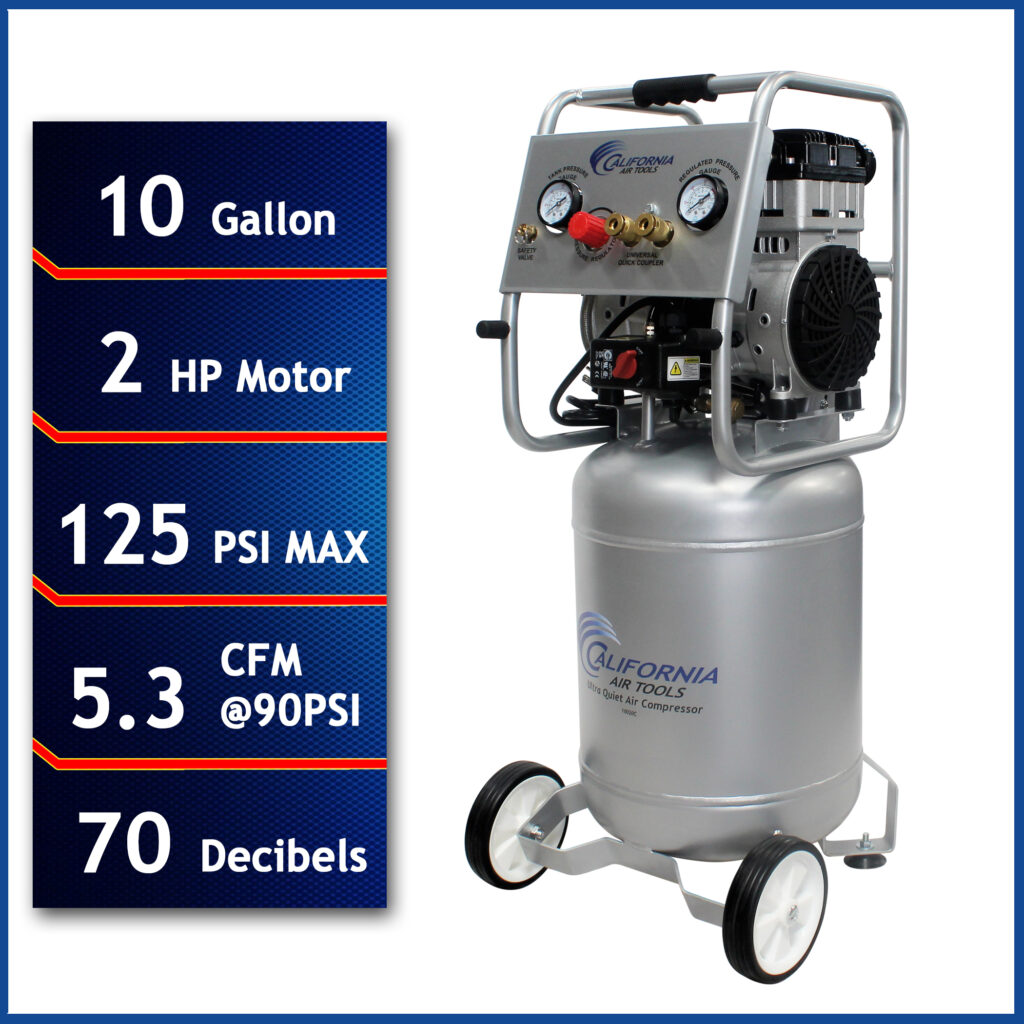 California Air Tools 10020C Ultra Quiet 10-Gallon Steel Tank Compressor