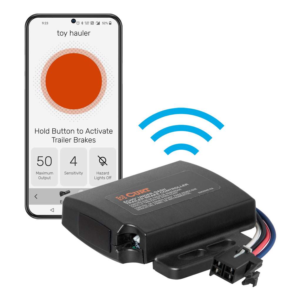 CURT Echo Under-Dash Trailer Brake Controller, Bluetooth Smartphone Connection