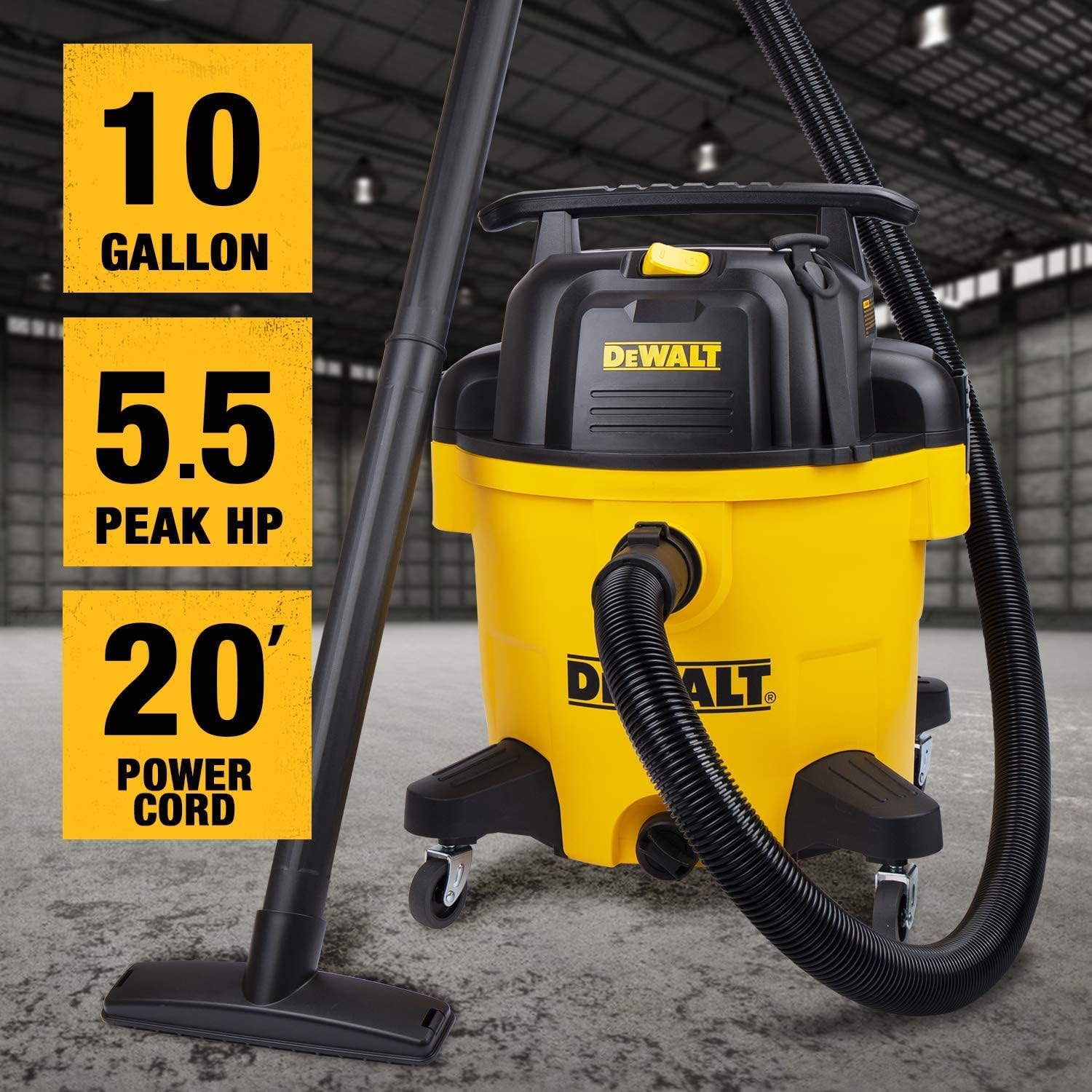 DEWALT DXV10P 10-Gallon 5.5 Peak HP Poly Wet/Dry Vacuum
