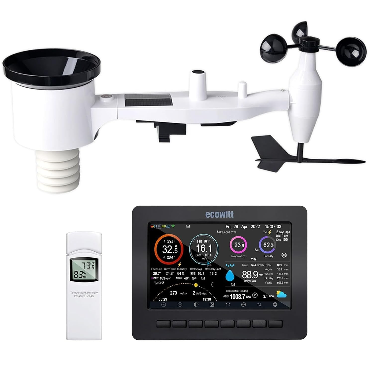 Ecowitt HP2551 Wi-Fi Weather Station with 7-in-1 Sensor