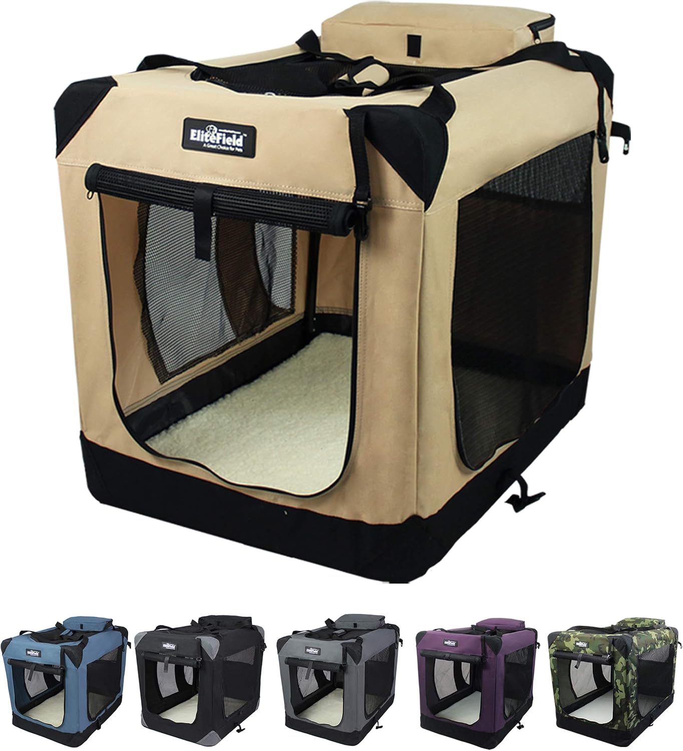 EliteField 3-Door Folding Soft Dog Crate (42-inch)