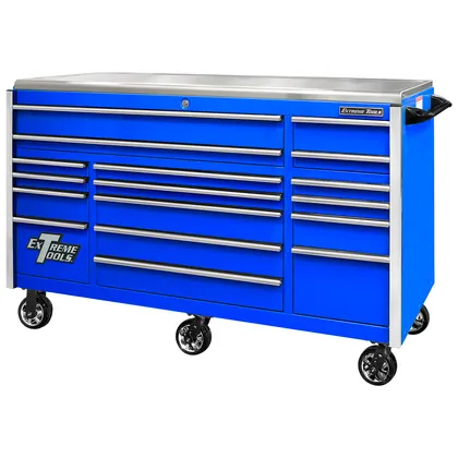 Extreme Tools EX7217RCQ 72 in. 17-Drawer Triple-Bank EX Professional Series Roller Cabinet — Extreme Tools