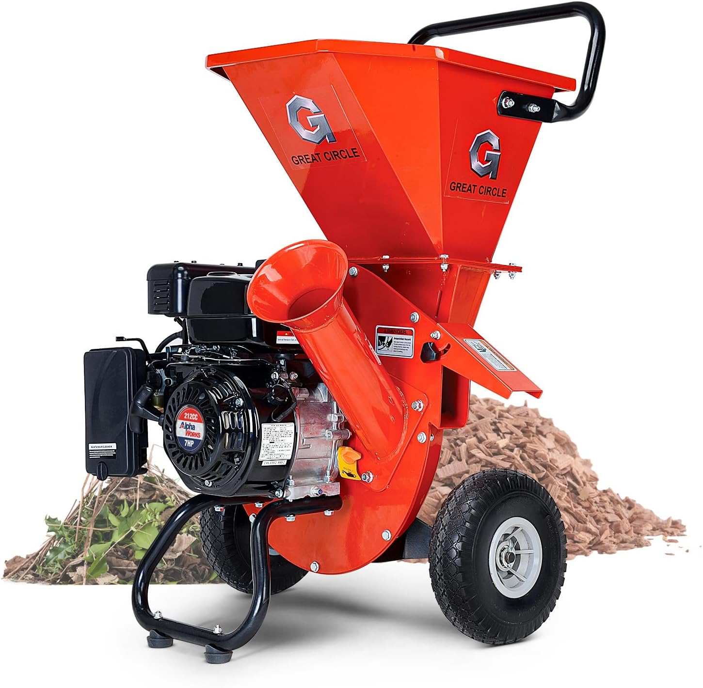 GreatCircleUSA LCE01 3-in-1 Wood Chipper Shredder Mulcher, 7 HP Gas