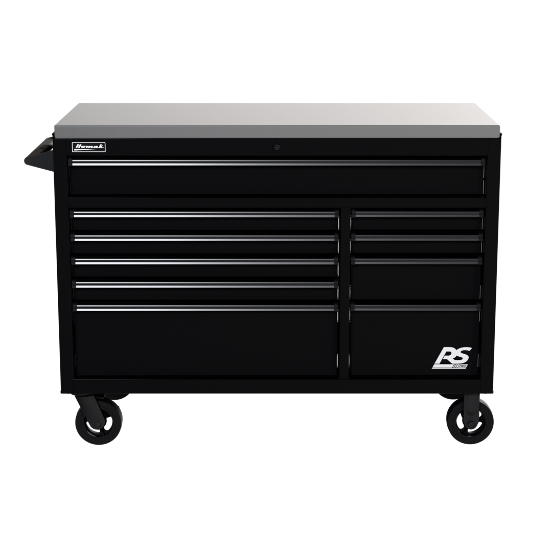 Homak 54 in. RS Pro 10-Drawer Roller Cabinet with Stainless Steel Top