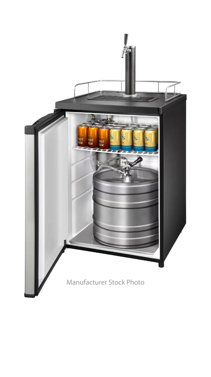 Insignia NS-BK1TSS6 5.6 Cu. Ft. 1-Tap Beverage Cooler Kegerator, Stainless Steel