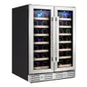 Kalamera 24" 40-Bottle Dual Zone French Door Wine Cooler