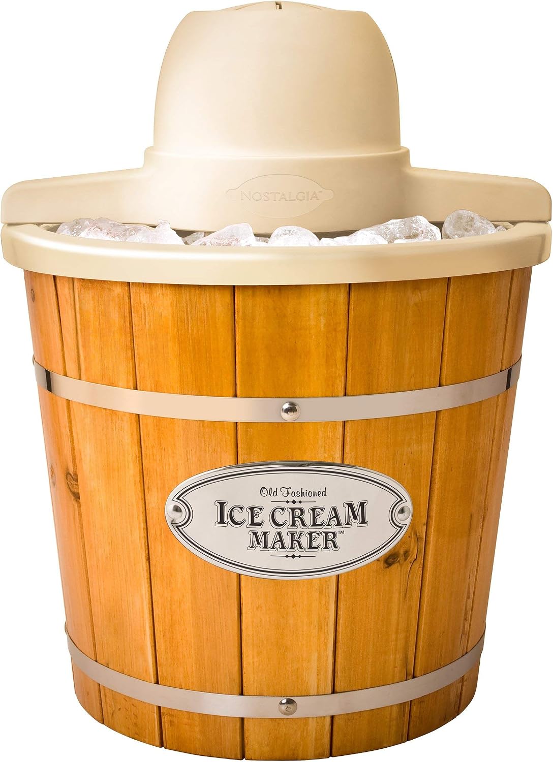 Nostalgia 4-Quart Electric Wood Bucket Ice Cream Maker ICMP400WD