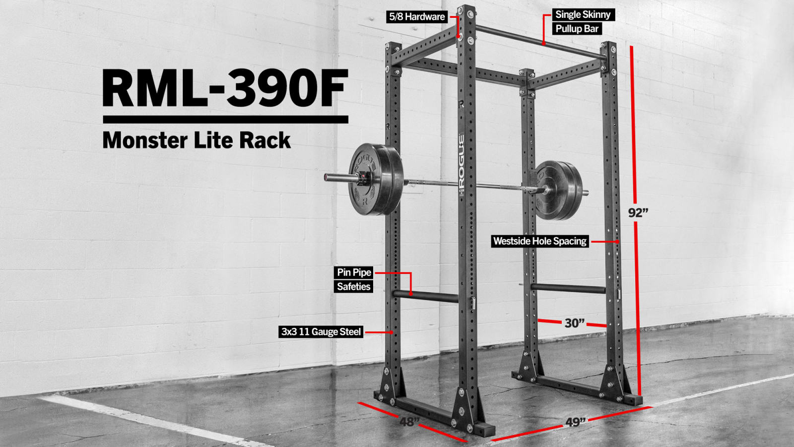 Rogue RML-390F Flat Foot Monster Lite Rack