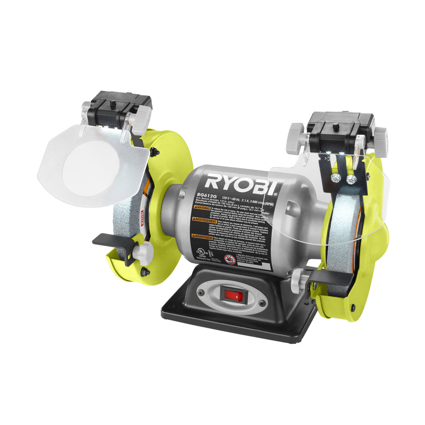 Ryobi BG612G 2.1 Amp 6 in. Bench Grinder with LED Lights