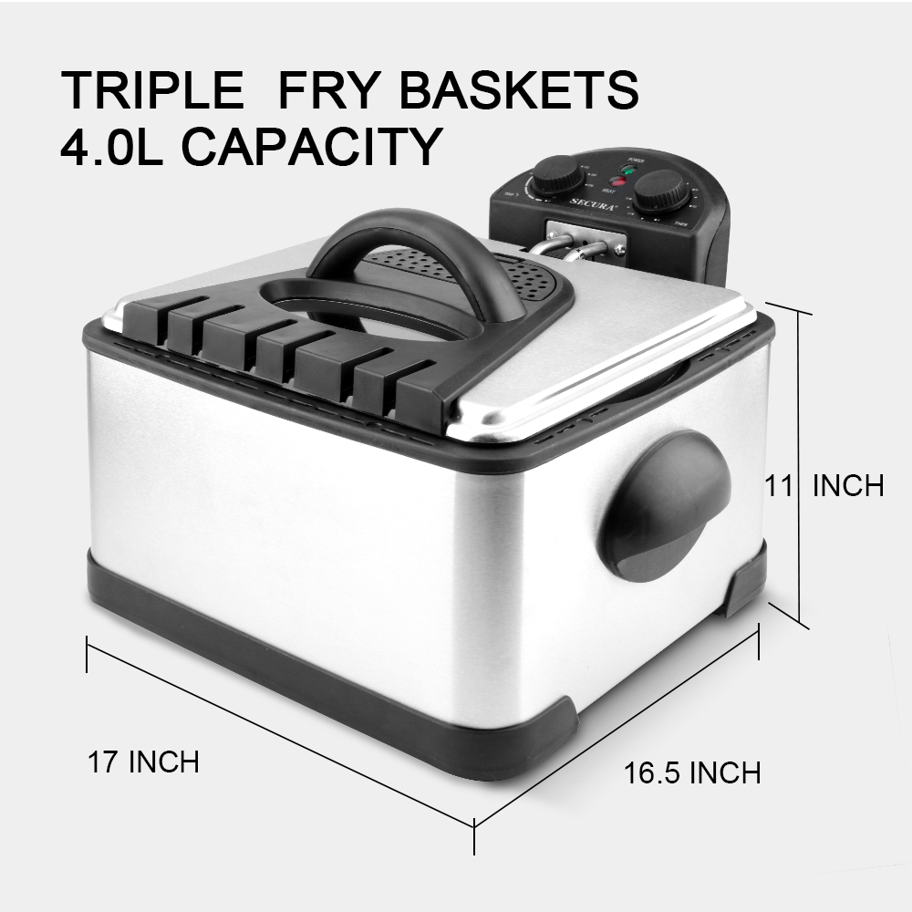 Secura 1700-Watt Triple Basket Electric Deep Fryer