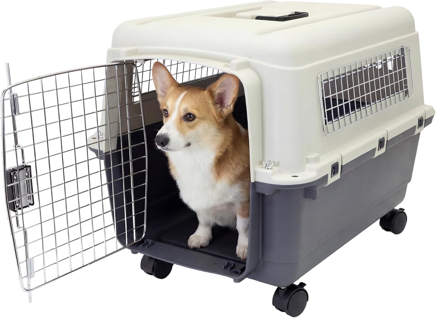 SportPet Designs Plastic Kennel with Wheels (Medium, 24-inch)