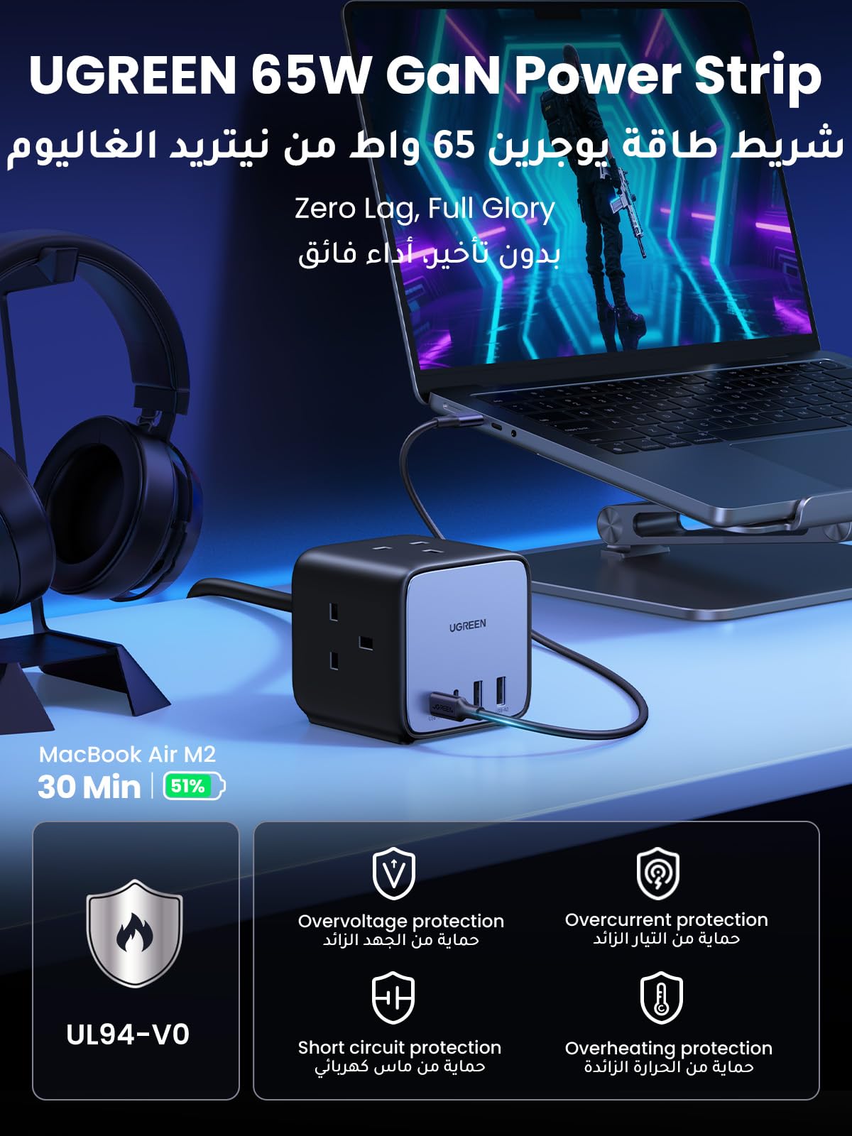 UGREEN Nexode DigiNest Cube 65W GaN Power Strip