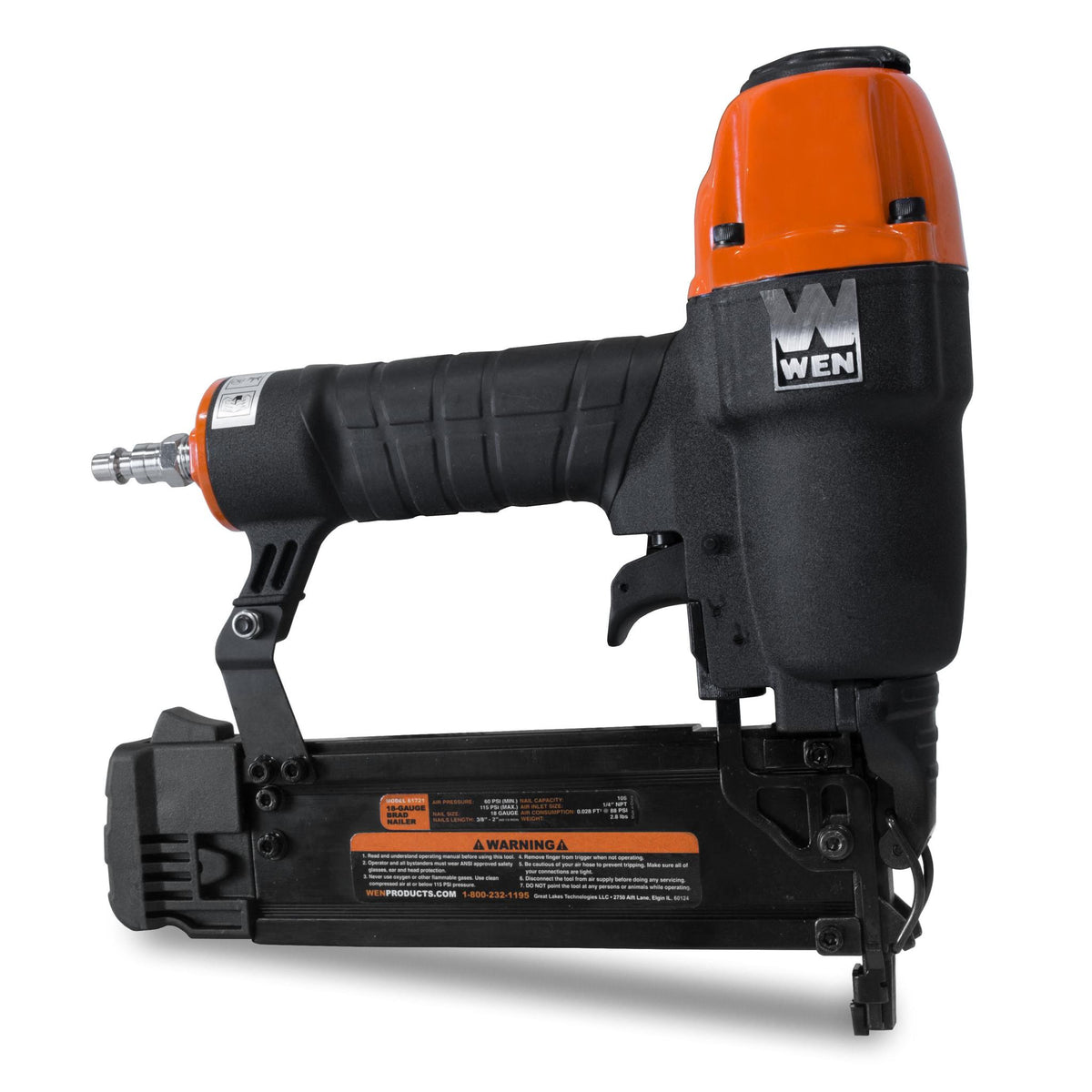 WEN 18-Gauge 3/8-2 in. Pneumatic Brad Nailer (61721)